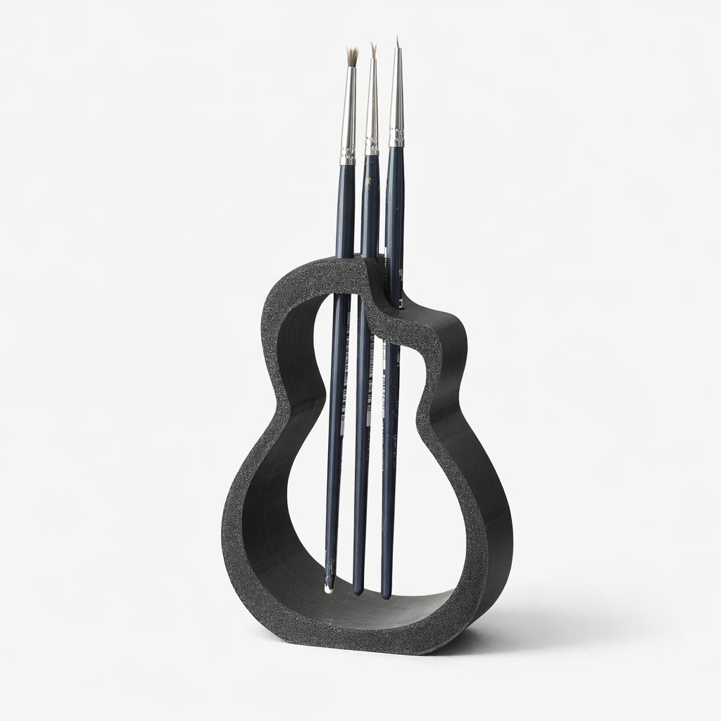 Suport pensule în formă de chitară – print 3D minimalist