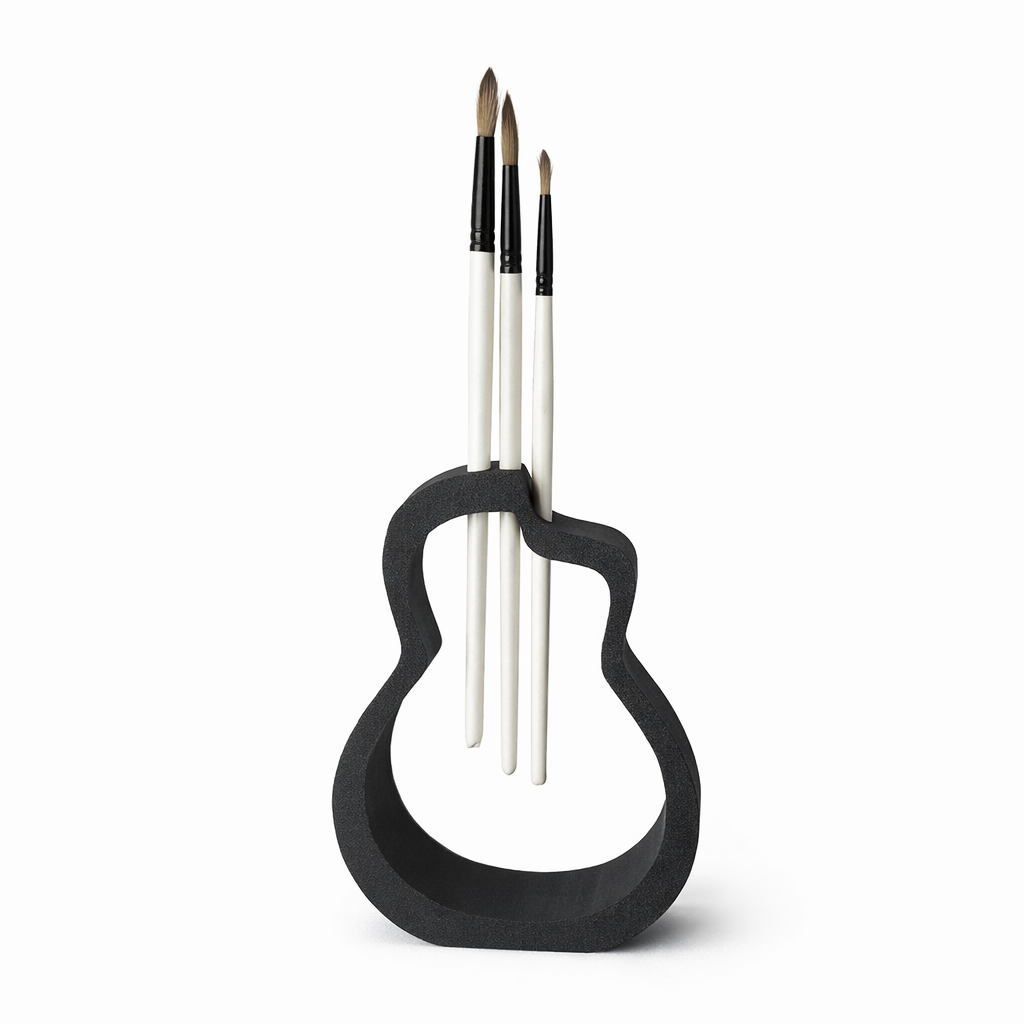 Suport pensule în formă de chitară – print 3D minimalist
