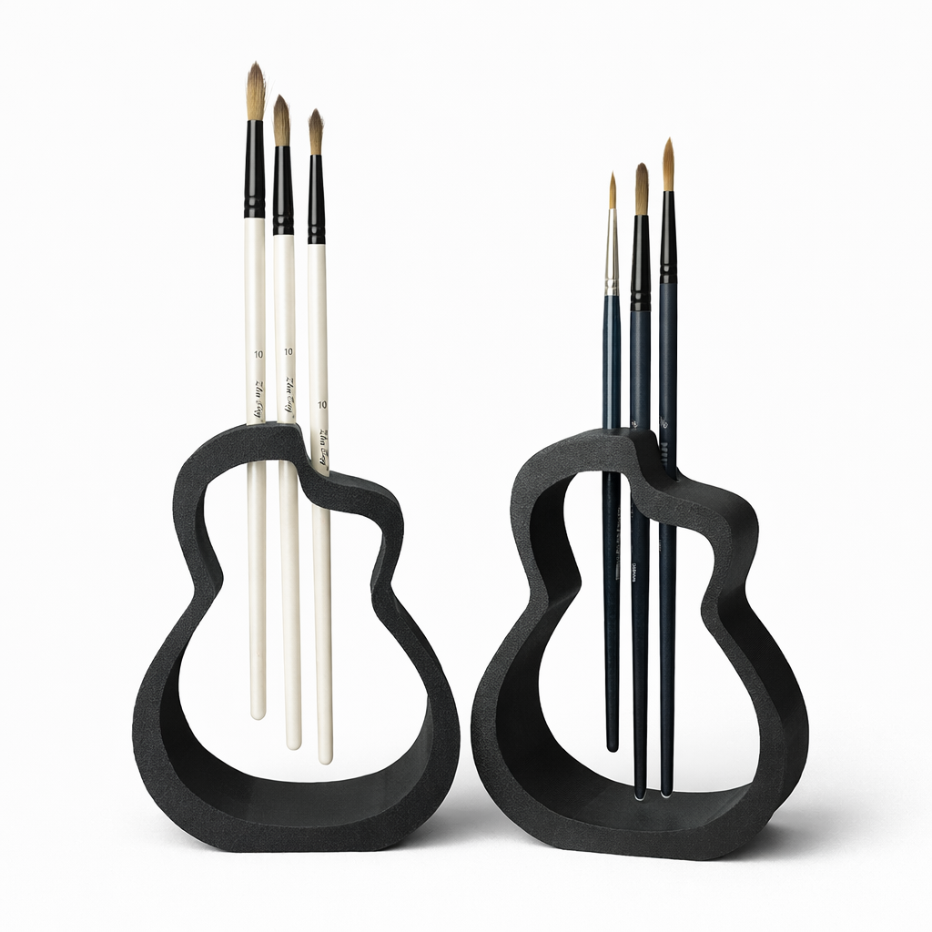 Suport pensule în formă de chitară – print 3D minimalist